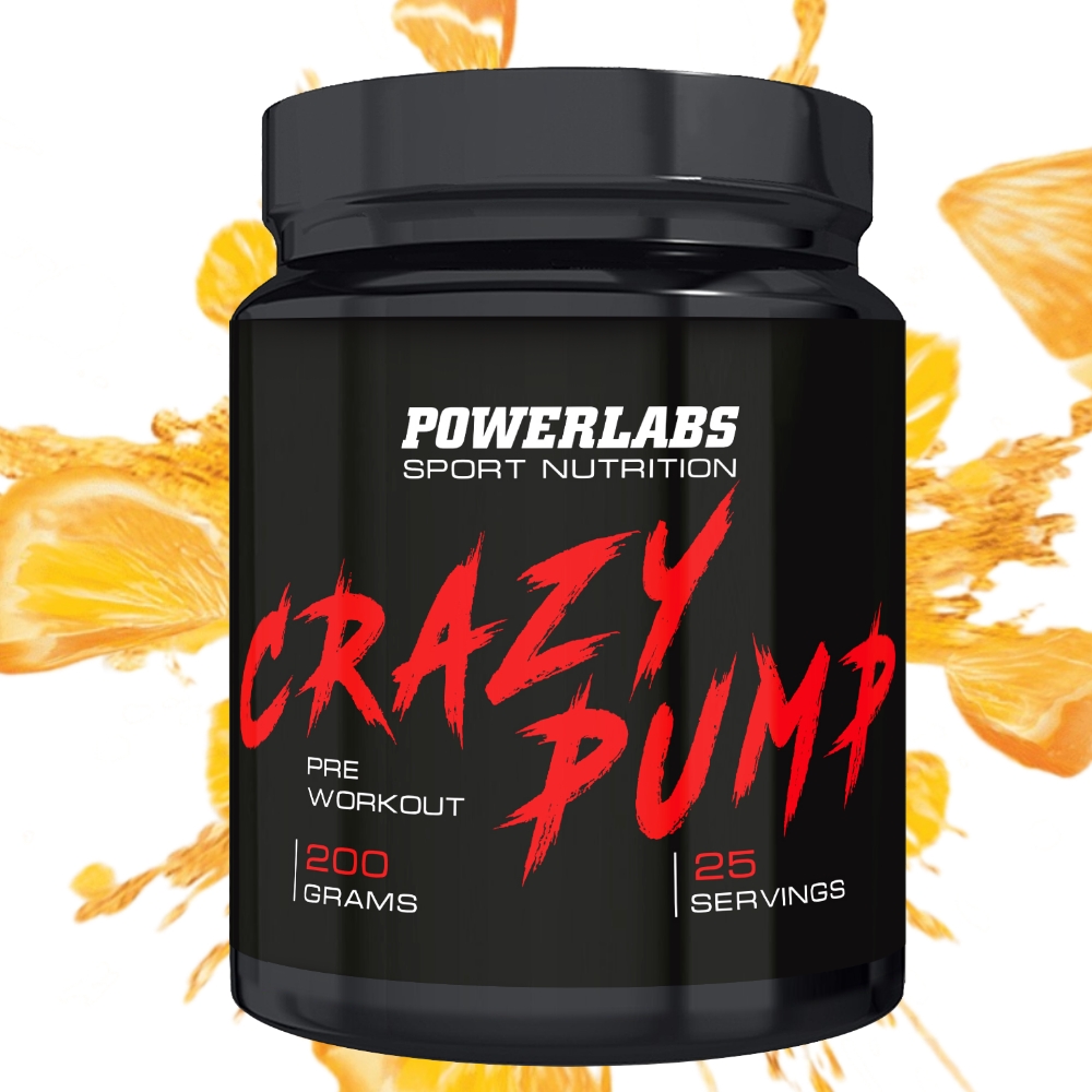Предтренировочный комплекс PowerLabs Crazy Pump Предтренировочный комплекс 200 g Апельсин