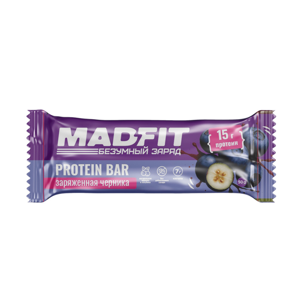 Батончик Mad Fit 50 g Батончик  неглазированный Черника голубика
