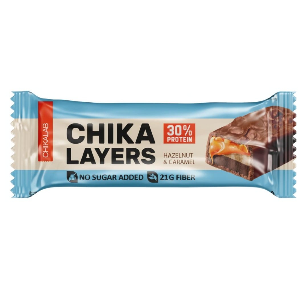 Батончик Chikalab Chika Layers 45 g Лесной орех с карамелью