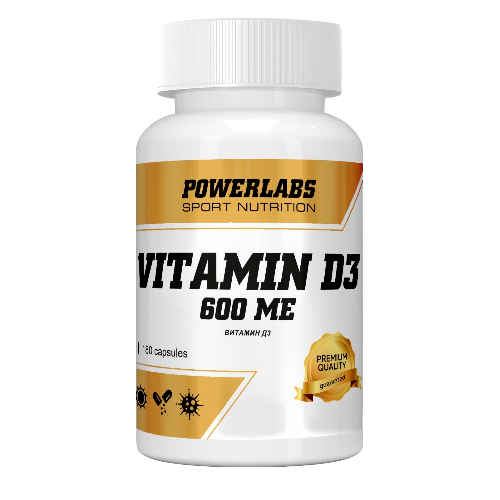 Витамины PowerLabs Витамин Д3 600 IU 180 капсул