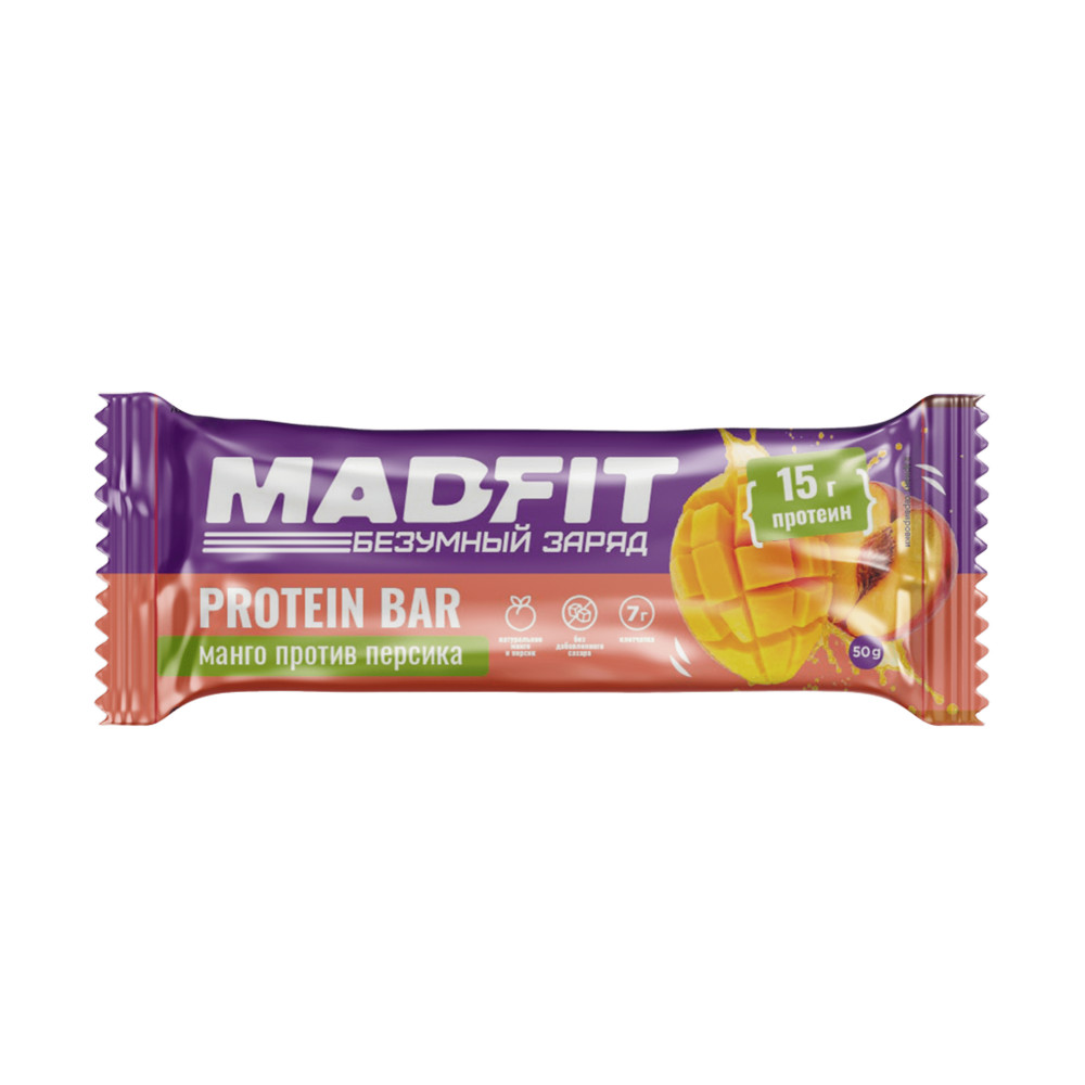 Батончик Mad Fit 50 g Батончик  неглазированный Персик манго